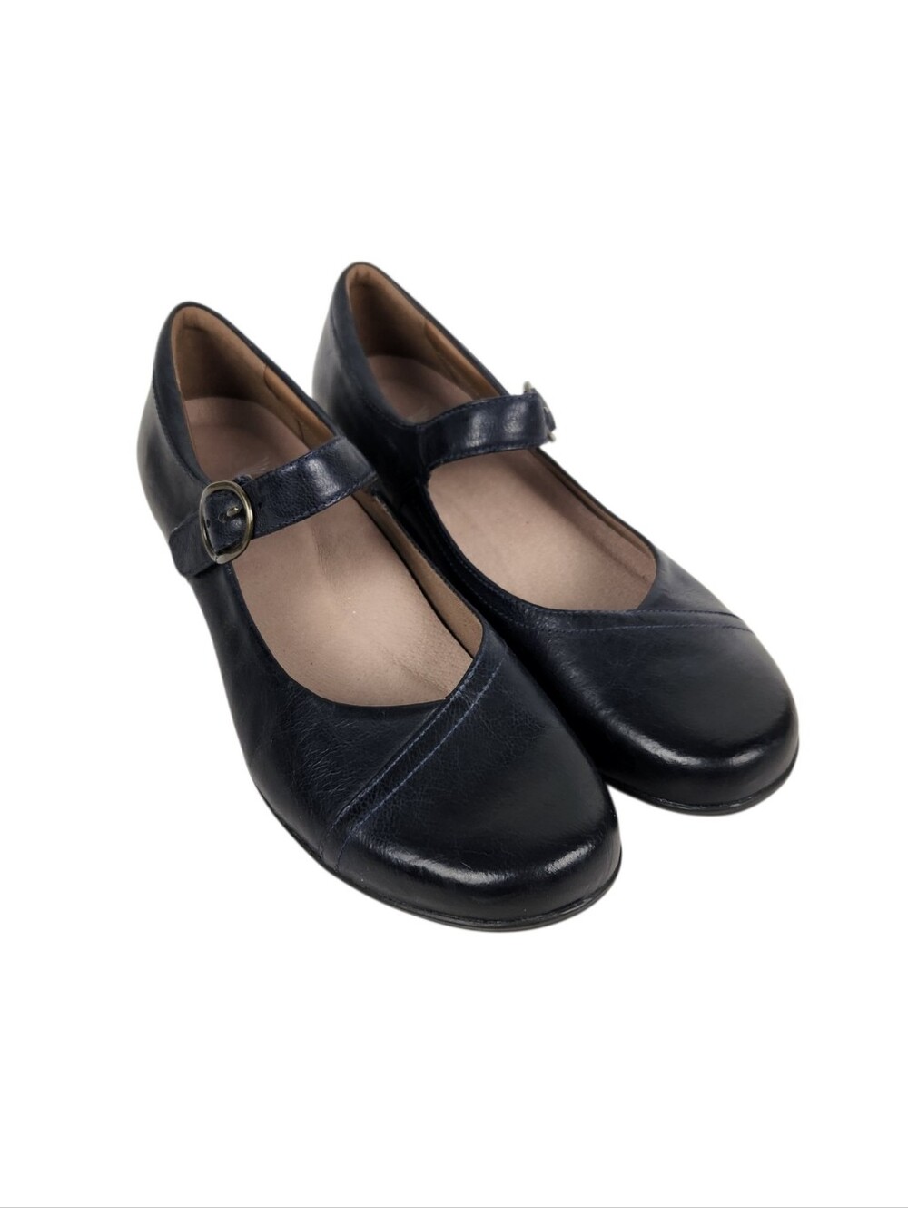 Dansko Fawna Dark Blue Leather Mary Jane Strap Loafers Womens Size 40 Size 10